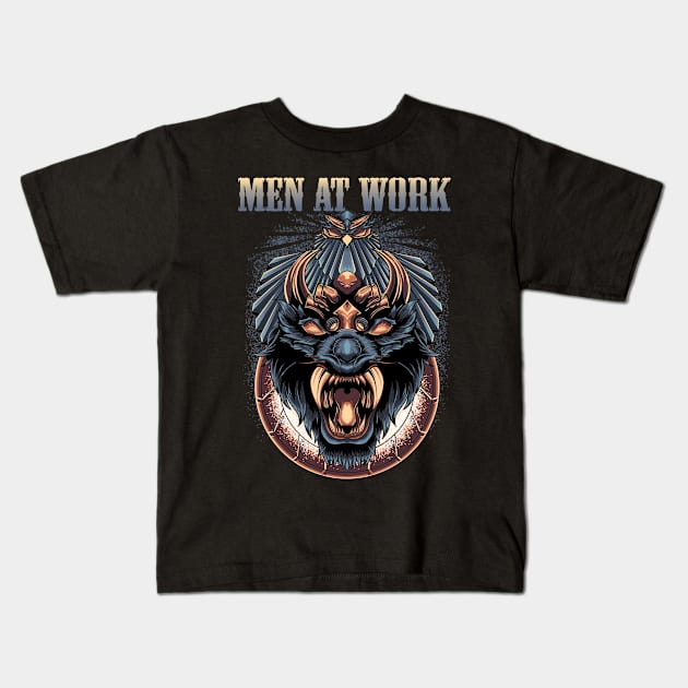 WORK AT THE MEN BAND Kids T-Shirt by Roxy Khriegar Store